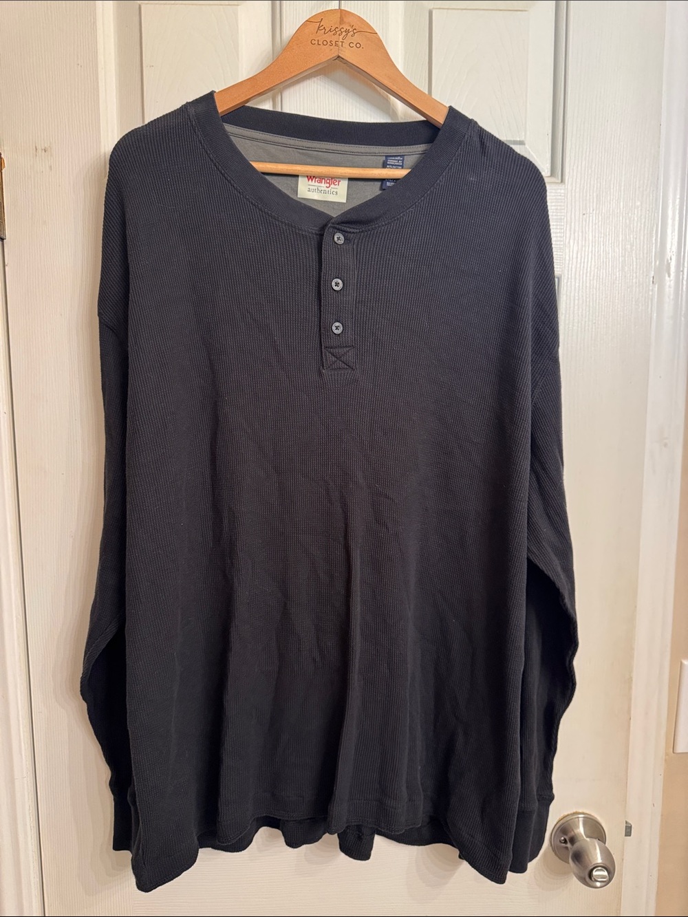 Wrangler Black Long Sleeve Henley Shirt